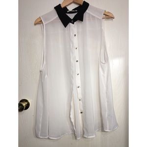 Sheer Sleeveless Button Down - 3x